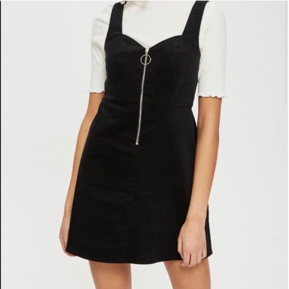 Topshop Dresses & Skirts - Topshop little black corduroy half-zip dress